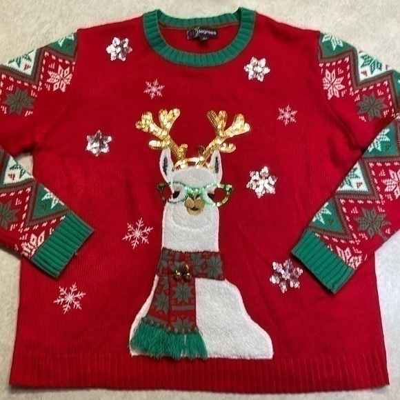 33 Degrees unisex Christmas sweater llama. Size L - Picture 1 of 6